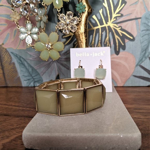 💚 Statement Necklace Bracelet Earring SET - Picture 7 of 16